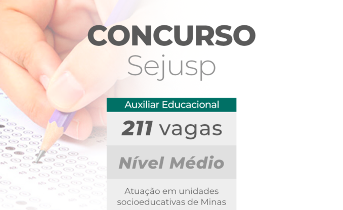 Secretaria de Justiça e Segurança Pública de Minas Gerais abre concurso para 211 vagas de auxiliar educacional