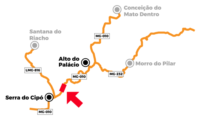 DER fará interrupção temporária para caminhões na MG-010